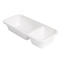 PLATEAUX 2 COMPART "BIONIC" 500 ML 22,5x9,6x4,3 CM BLANC BAGASSE (600 UNITÉ) - Garcia de Pou