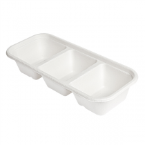 PLATEAUX 3 COMPART "BIONIC" 500 ML 22,5x9,6x4,3 CM BLANC BAGASSE (600 UNITÉ) - Garcia de Pou