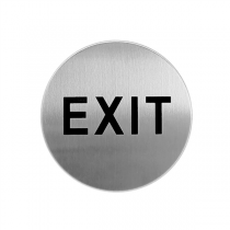 PLAQUE AUTOADHESIVE "EXIT"  Ø 7,5 CM ARGENTE INOX (1 UNITÉ) - Garcia de Pou