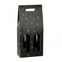 CARTONS 2 BOUTEILLES "CONSTELLATION"  18x9x38,5 CM NOIR CARTON (30 UNITÉ) - Garcia de Pou