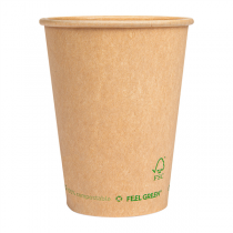 GOBELETS EN PAPIER 1 PAROI "PLASTIC FREE" 360 ML 300 G/M2 Ø9/6x11 CM MARRON CARTON (1000 UNITÉ) - Garcia de Pou