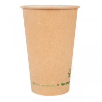 GOBELETS EN PAPIER 1 PAROI "PLASTIC FREE" 480 ML 300 G/M2 Ø9/6x13,2 CM MARRON CARTON (1000 UNITÉ) - Garcia de Pou