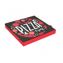 BOÎTES PIZZA "PIZZA TIME" "THEPACK" 330 G/M2 29x29x3,8 CM BLANC CARTON ONDULÉ MICROCANAL (100 UNITÉ) - Garcia de Pou