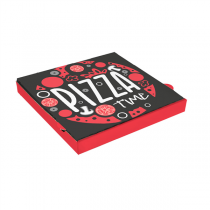 BOÎTES PIZZA "PIZZA TIME" "THEPACK" 330 G/M2 32x32x3,8 CM BLANC CARTON ONDULÉ MICROCANAL (100 UNITÉ) - Garcia de Pou
