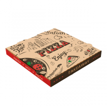 BOÎTES PIZZA "ENJOY PIZZA" "THEPACK" 330 G/M2 32x32x3,8 CM NATUREL CARTON ONDULÉ MICROCANAL (100 UNITÉ) - Garcia de Pou