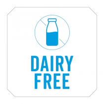 1000 U. ÉTIQUETTES ADHESIVES "DAIRY FREE"  2,5x2,5 CM BLANC ADHESIF (1 UNITÉ)