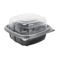 R&Eacute;CIPIENTS AVEC COUVERCLE CHARNI&Egrave;RE MICRO-ONDABLES 468 ML 15,1x15,7x8,3 CM NOIR PP (180 UNIT&Eacute;)