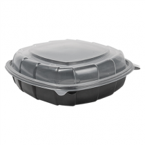 R&Eacute;CIPIENTS AVEC COUVERCLE CHARNI&Egrave;RE MICRO-ONDABLES 1370 ML 25,1x25,8x7,4 CM NOIR PP (100 UNIT&Eacute;)