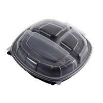 R&Eacute;CIPIENTS AVEC COUVERCLE CHARNI&Egrave;RE 3 COMPARTIMENTS MICRO-ONDABLES 1350 ML 24,9x25,8x7,2 CM NOIR PP (100 UNIT&Eacute;)