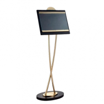 PORTE MENUS DIN-A3 AVEC PIED INCORPOR&Eacute;  46x38x135 CM NOIR/OR LAITON (1 UNIT&Eacute;)