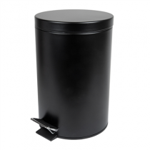 POUBELLE &Agrave; P&Eacute;DALE AVEC R&Eacute;CEPTACLE INT&Eacute;RIEUR 12 L &Oslash; 25x38 CM NOIR ACIER (1 UNIT&Eacute;)