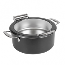 CHAFING DISH ROND AVEC FEN&Ecirc;TRE 4 L &Oslash; 28x38,2x16,8 CM NOIR INOX + CRISTAL (1 UNIT&Eacute;)
