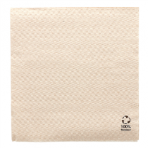 SERVIETTES ECOLABEL 1 PLI  23 G/M2 30x30 CM NATUREL OUATE RECYCL&Eacute;E (2400 UNIT&Eacute;)
