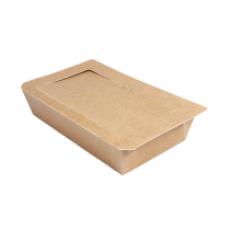BARQUETTES AVEC COUVERCLES THERMO FIXANTES "THEPACK" 1210 ML 215 G/M2 + PE 26,3x16x4,5 CM NATUREL CARTON ONDUL&Eacute; NANO-MICRO (400 UNIT&Eacute;)