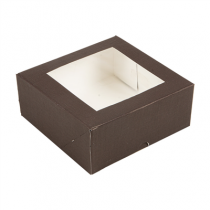 BO&Icirc;TES PATISSERIES AVEC FEN&Ecirc;TRE "THEPACK" 250 G/M2 + OPP 18x18x7,5 CM CHOCOLAT CARTON ONDUL&Eacute; NANO-MICRO (200 UNIT&Eacute;)