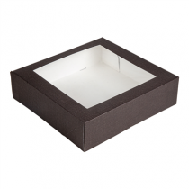 BO&Icirc;TES PATISSERIES AVEC FEN&Ecirc;TRE "THEPACK" 250 G/M2 + OPP 30x30x8 CM CHOCOLAT CARTON ONDUL&Eacute; NANO-MICRO (100 UNIT&Eacute;)