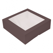 BO&Icirc;TES P&Acirc;TISSERIES AVEC FEN&Ecirc;TRE "THEPACK" 250 G/M2 + OPP 32x32x10 CM CHOCOLAT CARTON ONDUL&Eacute; NANO-MICRO (100 UNIT&Eacute;)