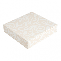 BO&Icirc;TES CATERING, PLATE "THEPACK DAMASCO" 250 G/M2 21x21x5 CM BLANC CARTON ONDUL&Eacute; NANO-MICRO (100 UNIT&Eacute;)