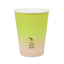 GOBELETS BOISSONS FROIDES ET CHAUDES 1 PAROI "COMPOSTABLE GRADIENT" 360 ML 300 G/M2 &Oslash;9/6x11 CM BLANC CARTON (1000 UNIT&Eacute;)