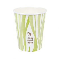 GOBELETS BOISSONS FROIDES ET CHAUDES 1 PAROI GRASS "COMPOSTABLE" 240 ML 280 G/M2 &Oslash;8/5,6x9,2 CM BLANC CARTON (1000 UNIT&Eacute;)