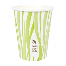 GOBELETS BOISSONS FROIDES ET CHAUDES 1 PAROI GRASS "COMPOSTABLE" 360 ML 300 G/M2 &Oslash;9/6x11 CM BLANC CARTON (1000 UNIT&Eacute;)