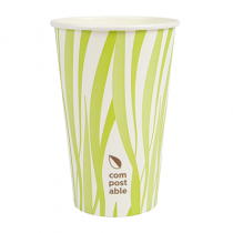 GOBELETS BOISSONS FROIDES ET CHAUDES 1 PAROI GRASS "COMPOSTABLE" 480 ML 300 G/M2 &Oslash;9/6x13,2 CM BLANC CARTON (1000 UNIT&Eacute;)