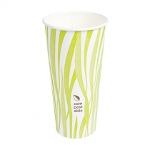 GOBELETS BOISSONS FROIDES ET CHAUDES 1 PAROI GRASS "COMPOSTABLE" 660 ML 300 G/M2 &Oslash;9/6x17 CM BLANC CARTON (1000 UNIT&Eacute;)