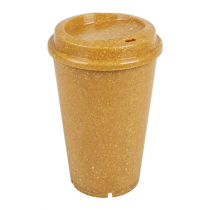 VERRES + COUVERCLES R&Eacute;UTILISABLES "RE-USE IT" 480 ML &Oslash;9,2/6,5 x13,7 CM NATUREL BIOCOMPOSITE (4 UNIT&Eacute;)