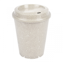 VERRES + COUVERCLES R&Eacute;UTILISABLES "RE-USE IT" 360 ML &Oslash;9,2/6,5 x11 CM BLANC BIOCOMPOSITE (5 UNIT&Eacute;)