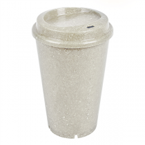 VERRES + COUVERCLES R&Eacute;UTILISABLES "RE-USE IT" 480 ML &Oslash;9,2/6,5 x13,7 CM BLANC BIOCOMPOSITE (4 UNIT&Eacute;)