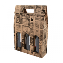 BO&Icirc;TES AVEC FEN&Ecirc;TRE 3 BOUTEILLES THEPACK "BACCHUS"  27x9x38,5 CM NATUREL CARTON MICROCANAL (30 UNIT&Eacute;)