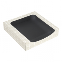 R&Eacute;CIPIENTS SUSHI+F&Ecirc;NETRE THEPACK "KINTSU"  23x23x5 CM BLANC/NOIRE CARTON NANO-MICRO + PE + OPP (300 UNIT&Eacute;)