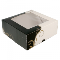BO&Icirc;TES PATISSERIES AVEC FEN&Ecirc;TRE THEPACK "CLASSIC"  21x21x7,5 CM BLANC CARTON NANO-MICRO + OPP (200 UNIT&Eacute;)
