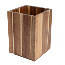 R&Eacute;CIPIENT CARR&Eacute; POUR COUVERTS WOOD  11,5x11,5x16 CM NATUREL BOIS (1 UNIT&Eacute;)