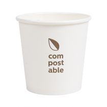 GOBELETS BOISSONS FROIDES ET CHAUDES 1 PAROI "COMPOSTABLE" 120 ML - 4 oz 230 G/M2 &Oslash;6,3/4,5x6 CM BLANC CARTON (1000 UNIT&Eacute;)