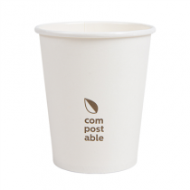 GOBELETS BOISSONS FROIDES ET CHAUDES 1 PAROI "COMPOSTABLE" 240 ML - 8 oz 280 G/M2 &Oslash;8/5,6x9,2 CM BLANC CARTON (1000 UNIT&Eacute;)