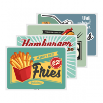 SETS DE TABLE "VINTAGE - FAST FOOD" 70 G/M2 31x43 CM QUADRICHROMIE CELLULOSE (2000 UNIT&Eacute;)