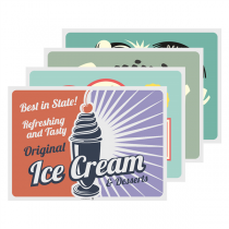 SETS DE TABLE "VINTAGE - ICE CREAM " SWEETS" 70 G/M2 31x43 CM QUADRICHROMIE CELLULOSE (2000 UNIT&Eacute;)