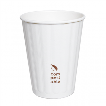 GOBELETS BOISSONS CHAUDES DOUBLE PAROI  360 ML 328 + 210 G/M2 &Oslash;9/6x11 CM BLANC CARTON (1000 UNIT&Eacute;)
