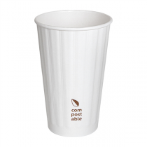 GOBELETS BOISSONS CHAUDES DOUBLE PAROI  480 ML 328 + 210 G/M2 &Oslash;9/6x13,5 CM BLANC CARTON (500 UNIT&Eacute;)