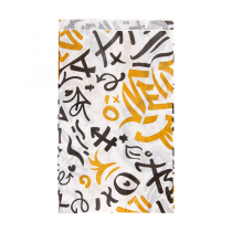 POCHETTES HAMBURGERS PFAS FREE PFAS FREE "GRAFFITI" 35 G/M2 14+7x22 CM BLANC PARCH.INGRAISSABLE (500 UNIT&Eacute;)