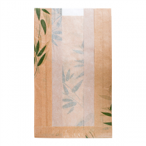 SACHETS PAIN ROND AVEC FEN&Ecirc;TRE ECO "FEEL GREEN - JUST PAPER" 32 G/M2 14+10x22 CM NATUREL KRAFT (250 UNIT&Eacute;)