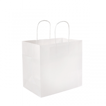 SACS SOS LIVRAISON AVEC POIGN&Eacute;ES  80 G/M2 22+15x22 CM BLANC CELLULOSE (250 UNIT&Eacute;)