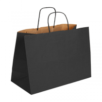 SAC BOUTIQUE ANSES CORDON  100 G/M2 40+15x32 CM NOIR KRAFT (150 UNIT&Eacute;)