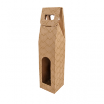 BO&Icirc;TES AVEC FEN&Ecirc;TRE 1 BOUTEILLE THEPACK "&Eacute;CLAT"  9x9x38,5 CM NATUREL CARTON MICROCANAL (100 UNIT&Eacute;)