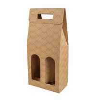 BO&Icirc;TES AVEC FEN&Ecirc;TRE 2 BOUTEILLES THEPACK "&Eacute;CLAT"  18x9x38,5 CM NATUREL CARTON MICROCANAL (30 UNIT&Eacute;)