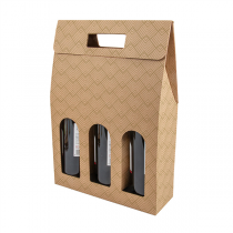BO&Icirc;TES AVEC FEN&Ecirc;TRE 3 BOUTEILLES THEPACK "&Eacute;CLAT"  27x9x38,5 CM NATUREL CARTON MICROCANAL (30 UNIT&Eacute;)