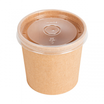 R&Eacute;CIPIENTS + COUVERCLES PP  360 ML - 12 oz 300 + 18 PE G/M2 &Oslash; 9/7,3x8,6 CM NATUREL KRAFT (250 UNIT&Eacute;)