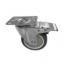 ROUE AVEC FREIN POUR 164.42   &Oslash; 10,16 CM ARGENTE INOX (2 UNIT&Eacute;)