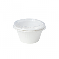 MINI POTS + COUVERCLES PET BIONIC 60 ML &Oslash; 6,9x3+0,7 CM BLANC BAGASSE (1000 UNIT&Eacute;)